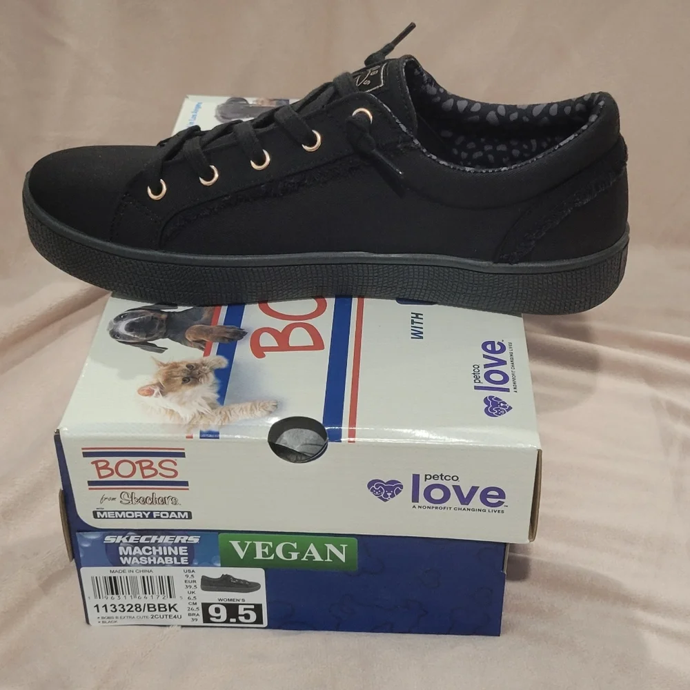 Skechers BOBS Black Women Sneakers - Picture 2 of 5